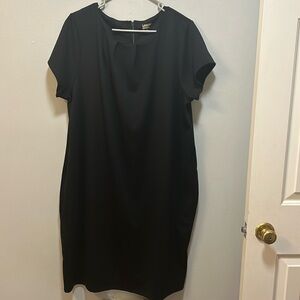 Short sleeved black dress from Lands End. Size 18W. Cute with a belt!